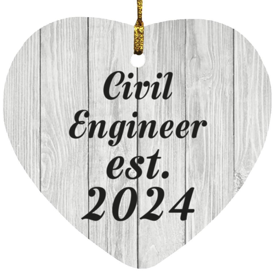 Civil Engineer Established Est. 2024 - Heart Ornament F