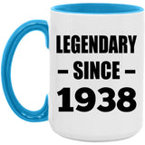 86th Birthday Legendary Since 1938 - 15oz Accent Mug Blue