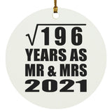 14th Anniversary Square Root of 196 Years As Mr & Mrs 2021 - Circle Ornament