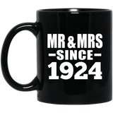 100th Anniversary Mr & Mrs Since 1924 - 11 Oz Coffee Mug Black