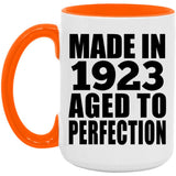 101st Birthday Made In 1923 Aged to Perfection - 15oz Accent Mug Orange