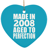 16th Birthday Made In 2008 Aged to Perfection - Heart Ornament