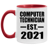 Computer Technician Established EST. 2021 - 11oz Accent Mug Red