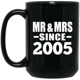 19th Anniversary Mr & Mrs Since 2005 - 15 Oz Coffee Mug Black