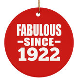 102nd Birthday Fabulous Since 1922 - Circle Ornament