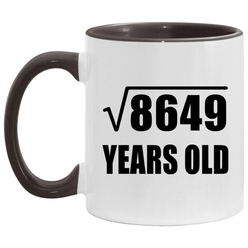 93rd Birthday Square Root of 8649 Years Old - 11oz Accent Mug Black