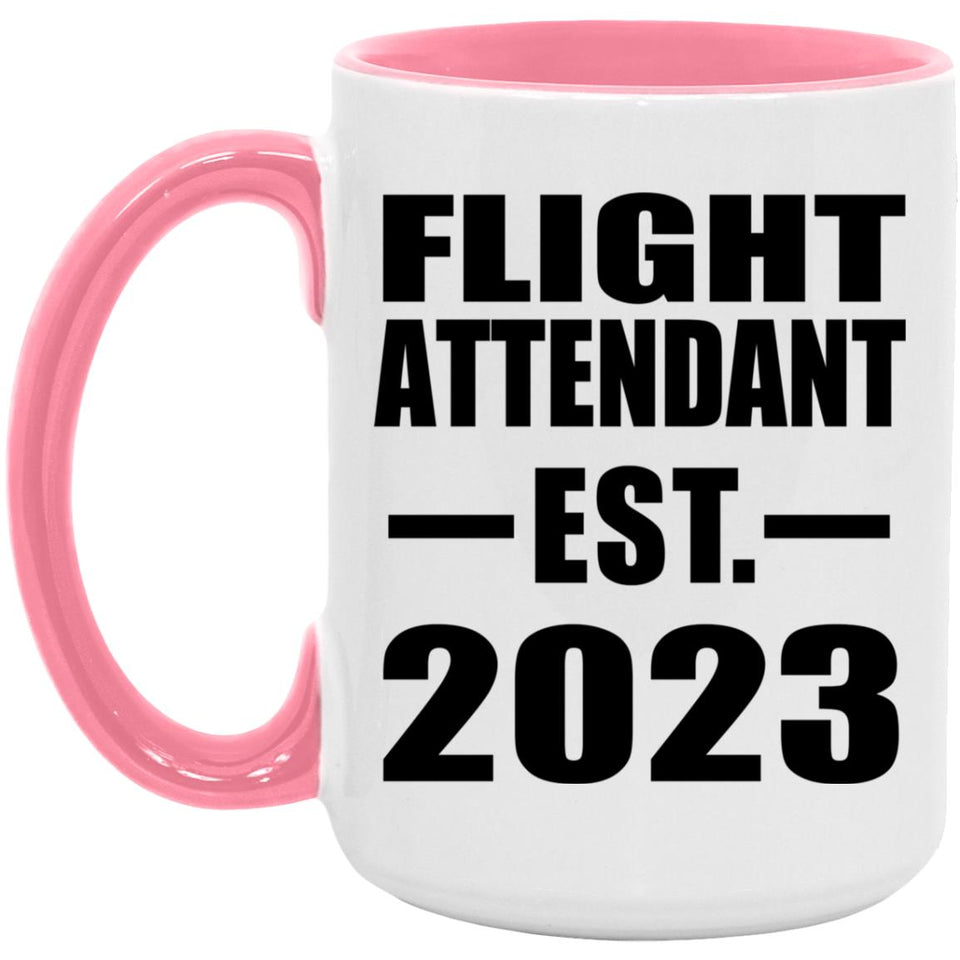 Flight Attendant Established EST. 2023 - 15oz Accent Mug Pink
