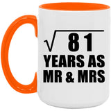 9th Anniversary Square Root of 81 Years As Mr & Mrs - 15oz Accent Mug Orange