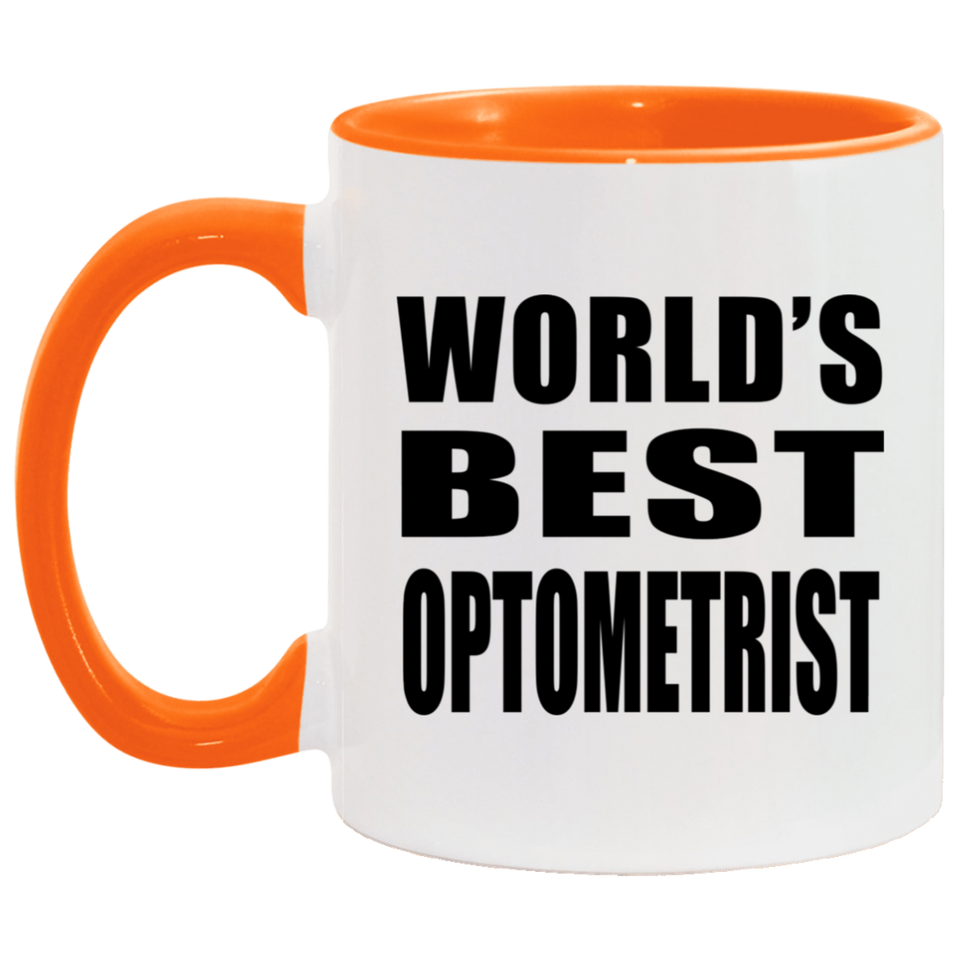World's Best Optometrist - 11oz Accent Mug Orange