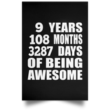 9th Birthday 9 Years 108 Months 3287 Days Of Awesome - Poster Portrait