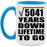 71st Anniversary Square Root of 5041 Years Lifetime To Go - 15oz Accent Mug Blue