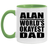 Alan World's Okayest Dad - 11oz Accent Mug Green