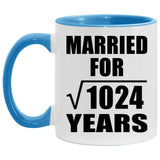 32nd Anniversary Married For Square Root of 1024 Years - 11oz Accent Mug Blue