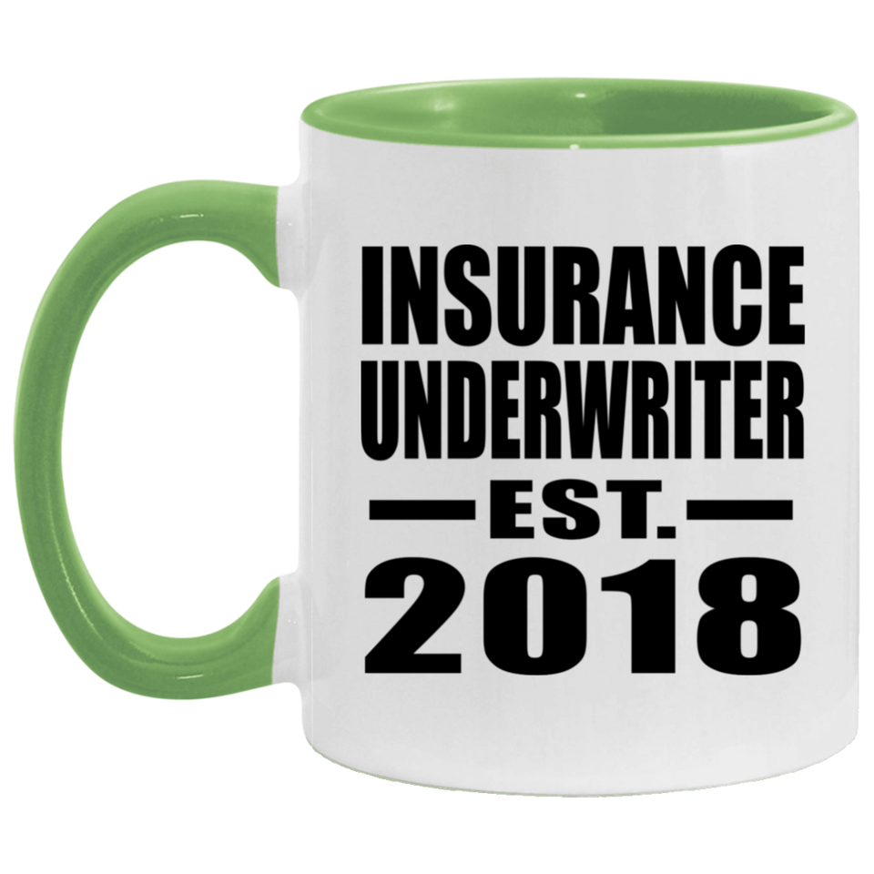 Insurance Underwriter Established EST. 2018 - 11oz Accent Mug Green
