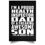Proud Health Inspector Dad Of Awesome Son - Poster Portrait