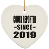 Court Reporter Since 2019 - Heart Ornament