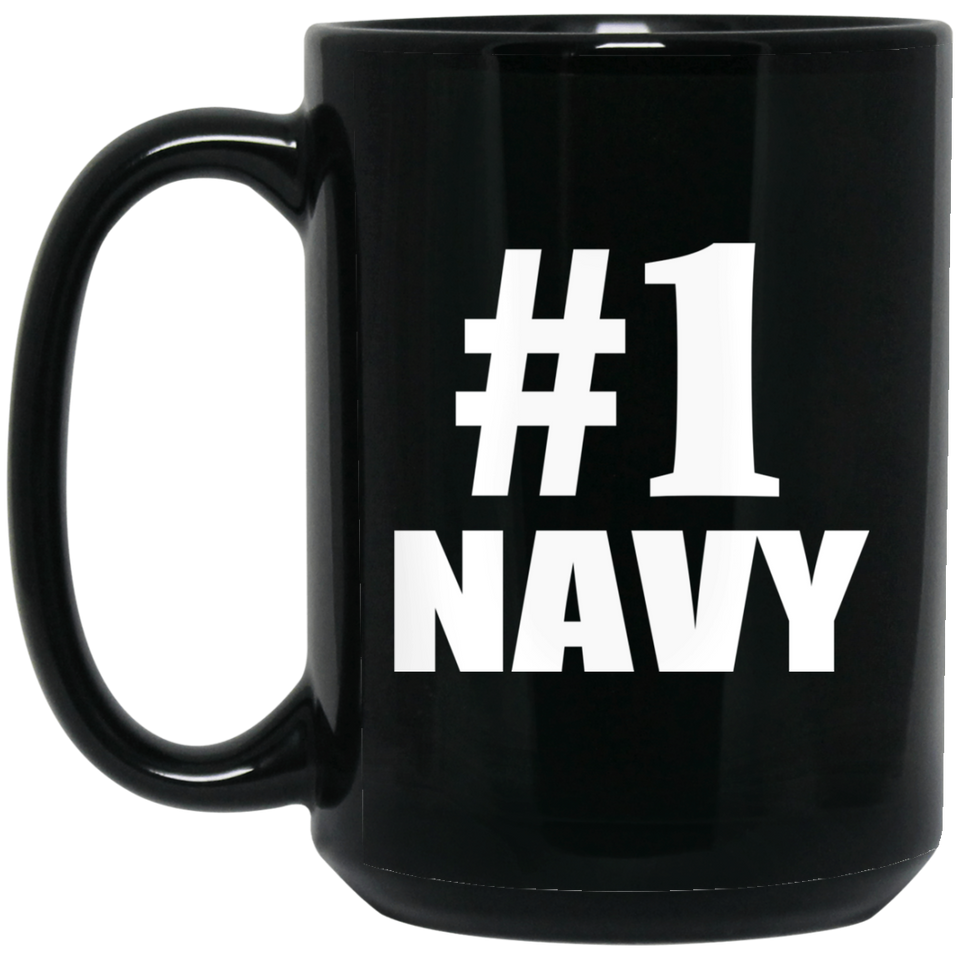 Number One #1 Navy - 15 Oz Coffee Mug Black