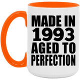 31st Birthday Made In 1993 Aged to Perfection - 15oz Accent Mug Orange