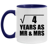 2nd Anniversary Square Root of 4 Years As Mr & Mrs - 11oz Accent Mug Purple