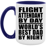 Flight Attendant By Day World's Best Dad By Night - 15oz Accent Mug Purple