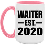 Waiter Established EST. 2020 - 15oz Accent Mug Pink