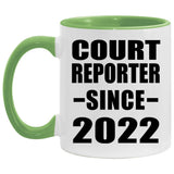 Court Reporter Since 2022 - 11oz Accent Mug Green