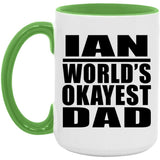Ian World's Okayest Dad - 15oz Accent Mug Green