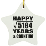 Happy 72nd Anniversary Square Root of 5184 Years & Counting - Star Ornament