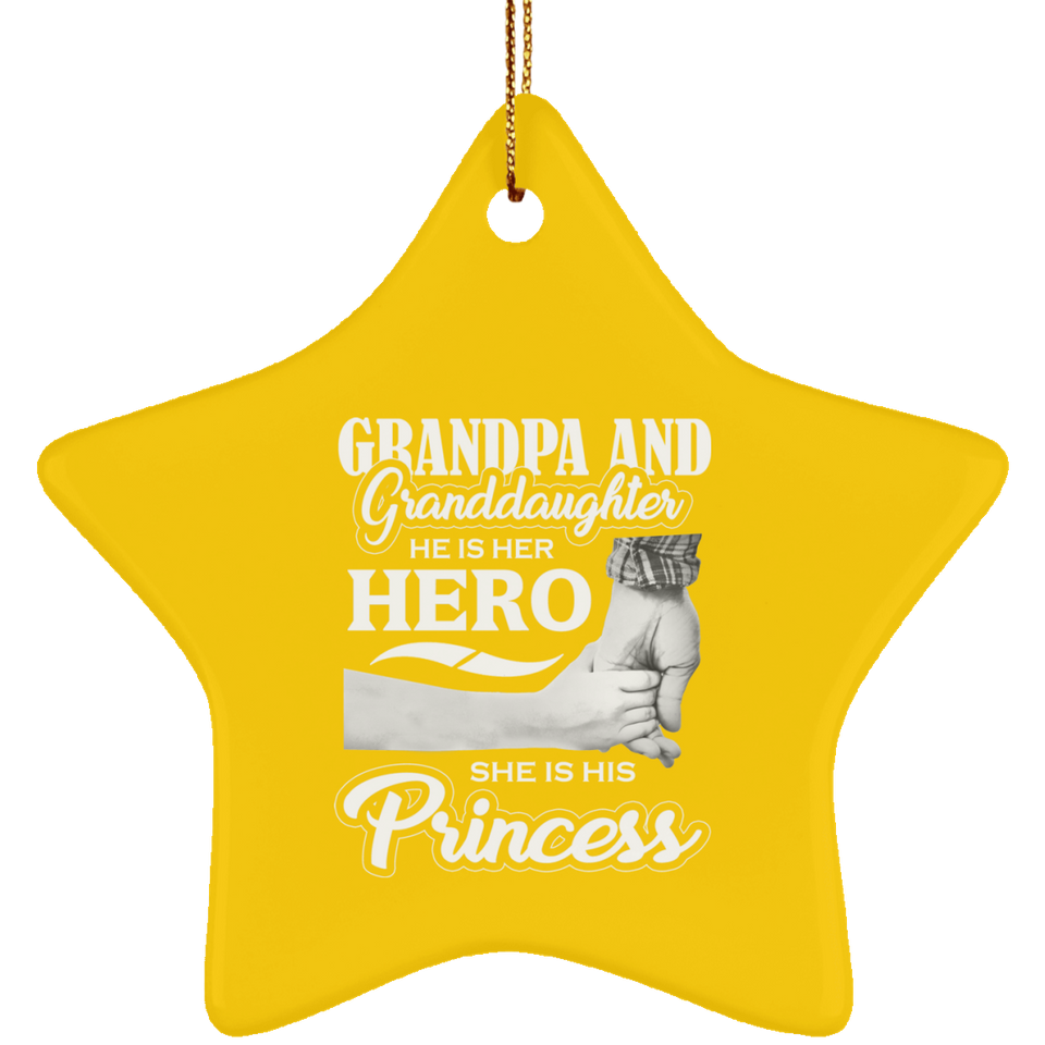 Grandpa & Granddaughter, He is Her Hero, She is His Princess - Star Ornament