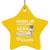 Grandpa & Granddaughter, He is Her Hero, She is His Princess - Star Ornament