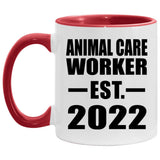 Animal Care Worker Established EST. 2022 - 11oz Accent Mug Red