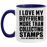 I Love My Boyfriend More Than Collecting Stamps - 11oz Accent Mug Purple