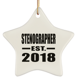 Stenographer Established EST. 2018 - Star Ornament