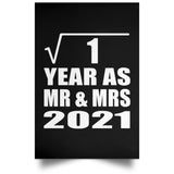 1st Anniversary Square Root of 1 Year As Mr & Mrs 2021 - Poster Portrait
