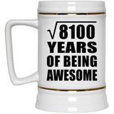 90th Birthday Square Root of 8100 Years of Being Awesome - Beer Stein