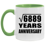 83rd Anniversary Square Root of 6889 Years Anniversary - 11oz Accent Mug Green