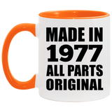 47th Birthday Made in 1977 All Parts Original - 11oz Accent Mug Orange