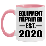 Equipment Repairer Established EST. 2020 - 11oz Accent Mug Pink