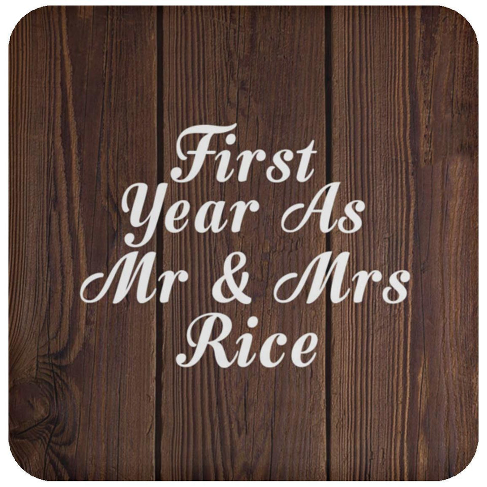 First Year As Mr & Mrs Rice - Drink Coaster D