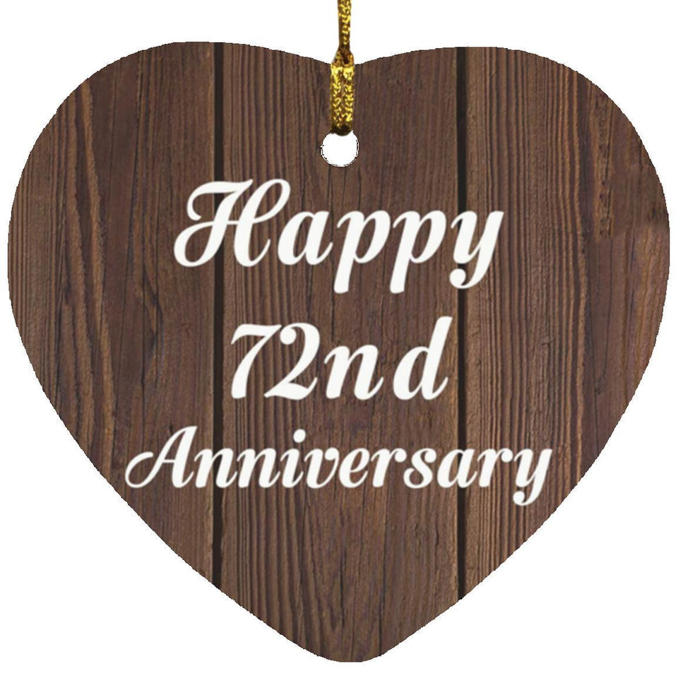 Happy 72nd Anniversary - Heart Ornament D