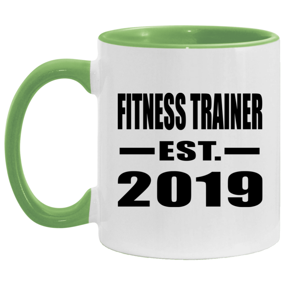 Fitness Trainer Established EST. 2019 - 11oz Accent Mug Green