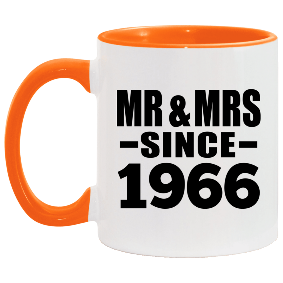 58th Anniversary Mr & Mrs Since 1966 - 11oz Accent Mug Orange