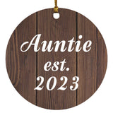 Auntie Established EST. 2023 - Circle Ornament D