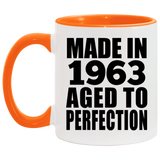 61st Birthday Made In 1963 Aged to Perfection - 11oz Accent Mug Orange