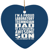 Proud Laboratory Technician Dad Of Awesome Son - Heart Ornament