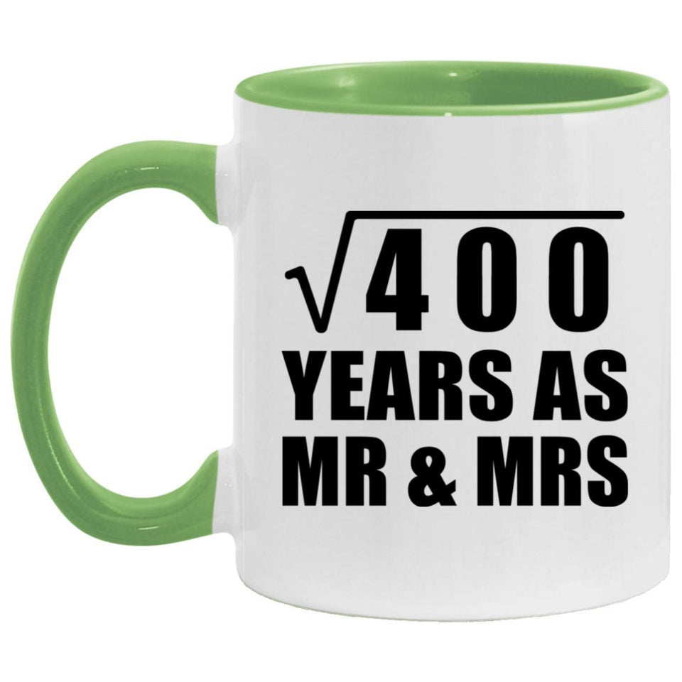 20th Anniversary Square Root of 400 Years As Mr & Mrs - 11oz Accent Mug Green