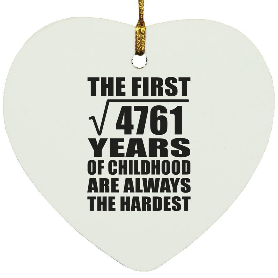 69th Birthday Square Root of 4761 Years of Childhood - Heart Ornament