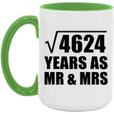 68th Anniversary Square Root of 4624 Years As Mr & Mrs - 15oz Accent Mug Green