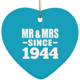 80th Anniversary Mr & Mrs Since 1944 - Heart Ornament