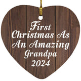 First Christmas As An Amazing Grandpa 2024 - Heart Ornament D